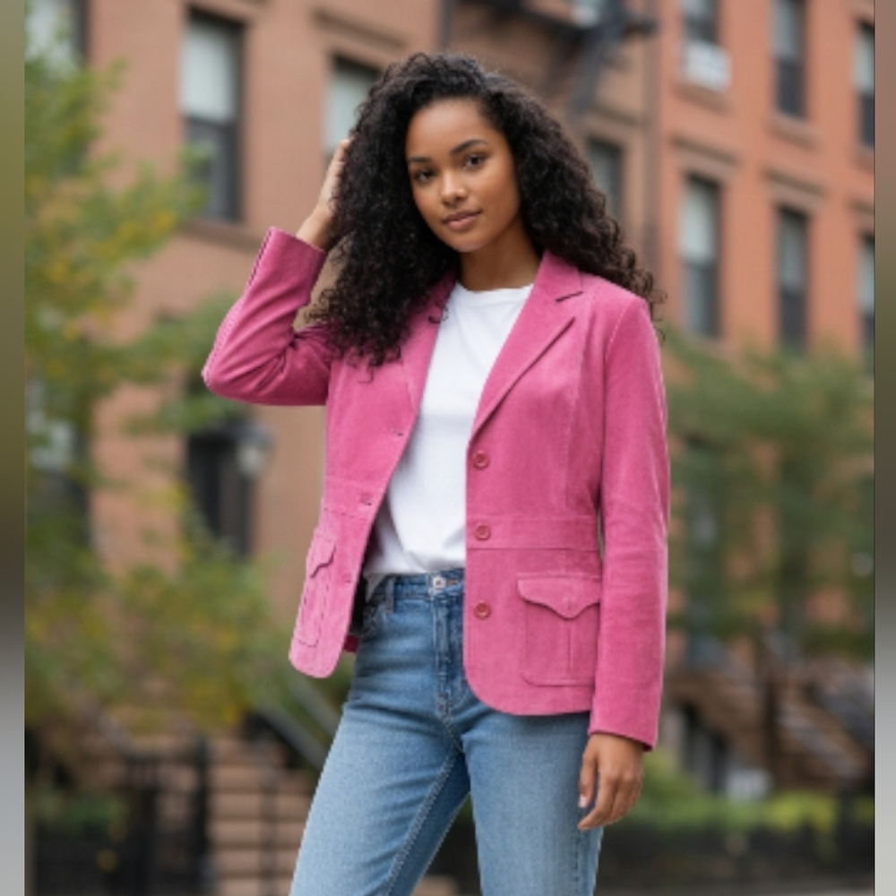 Liz clairborne suede Pink petite Women's Blazer size S